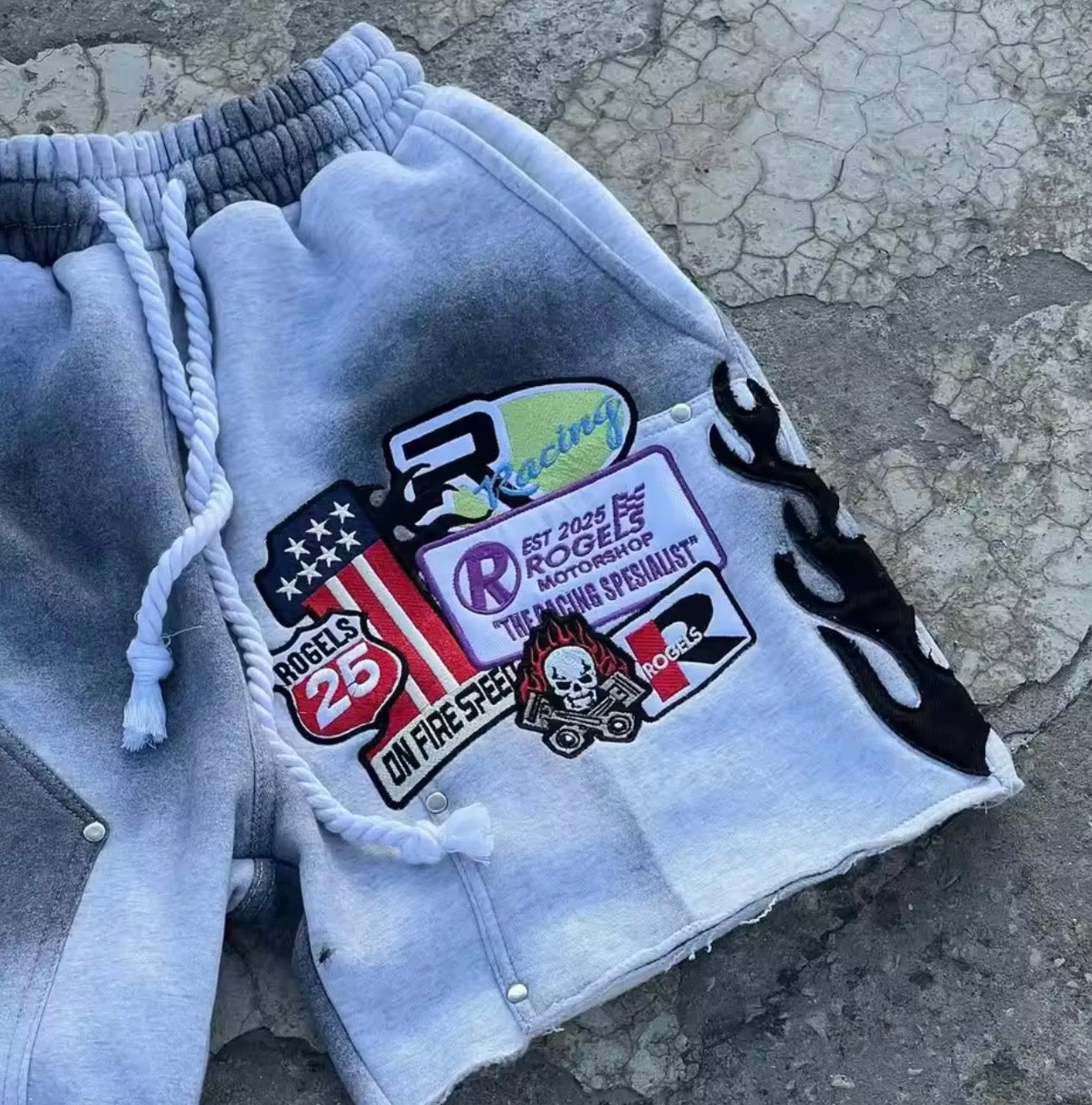 Men’s Racing Streetwear Graphic Shorts (Premium Washed Style)