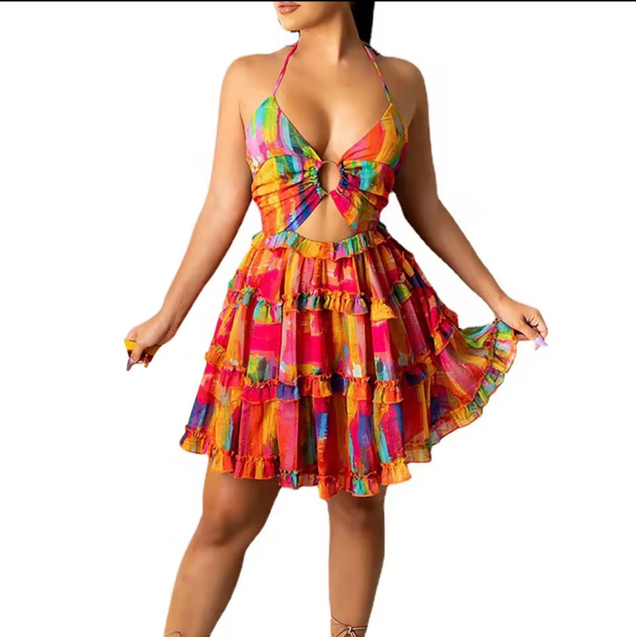 Sexy Colorful Vacation Mini Dress