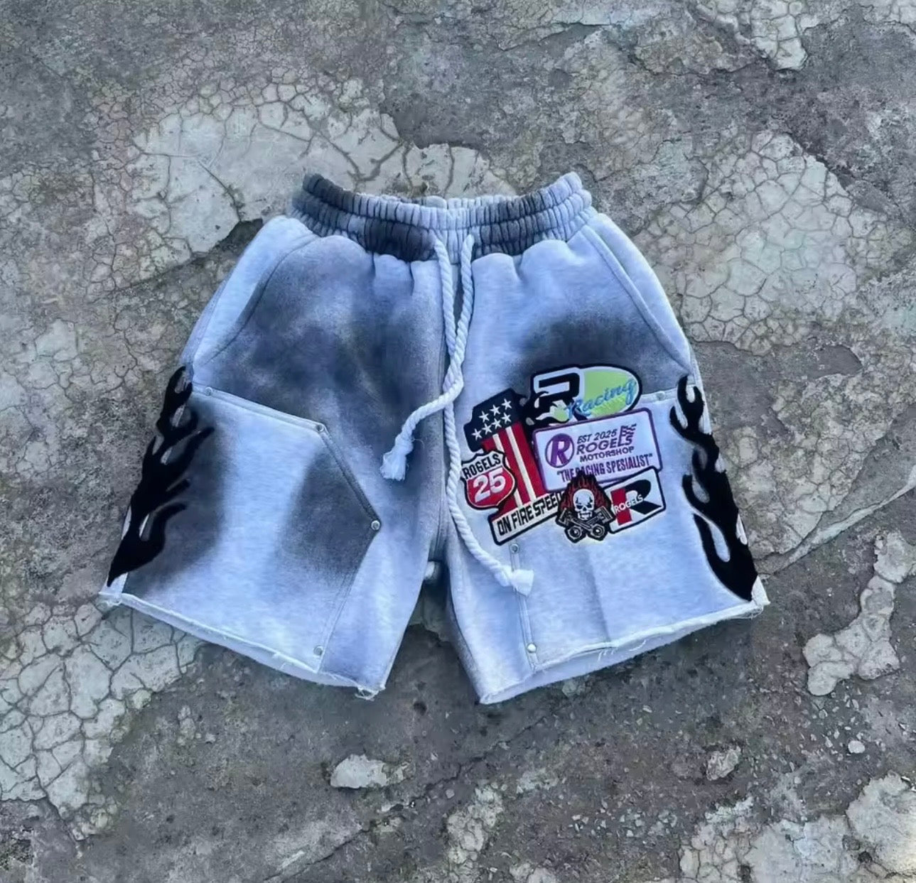 Men’s Racing Streetwear Graphic Shorts (Premium Washed Style)