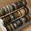 Natural Stone & Wooden Beaded Bracelets – Unisex Set