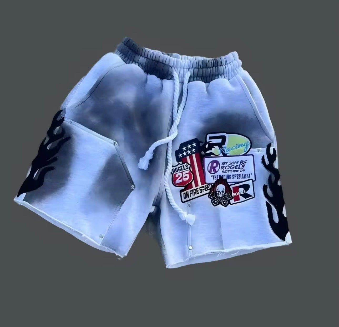 Men’s Racing Streetwear Graphic Shorts (Premium Washed Style)