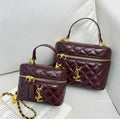 Luxury Burgundy Quilted Mini Handbag (Gold Chain & Handle)